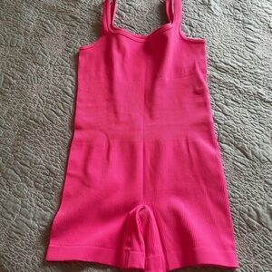 Woman’s Pink Ribbed Romper